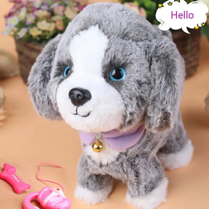 Walk, Wag, and Bark Silver Pit Bull Interactive Plush Toy-Stuffed Animals-Pit Bull, Stuffed Animal-D-CHINA-4