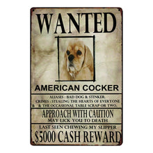Load image into Gallery viewer, Wanted Afghan Hound Approach With Caution Tin Poster - Series 1-Sign Board-Afghan Hound, Dogs, Home Decor, Sign Board-Cocker Spaniel-One Size-10