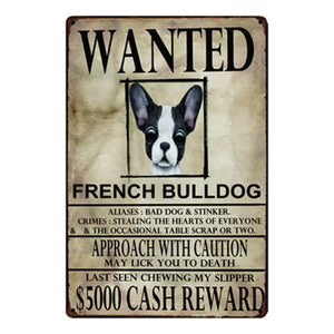 Wanted Afghan Hound Approach With Caution Tin Poster - Series 1-Sign Board-Afghan Hound, Dogs, Home Decor, Sign Board-French Bulldog-One Size-14