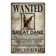 Load image into Gallery viewer, Wanted Afghan Hound Approach With Caution Tin Poster - Series 1-Sign Board-Afghan Hound, Dogs, Home Decor, Sign Board-Great Dane-One Size-15