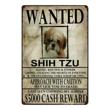 Load image into Gallery viewer, Wanted Afghan Hound Approach With Caution Tin Poster - Series 1-Sign Board-Afghan Hound, Dogs, Home Decor, Sign Board-Shih Tzu-One Size-20