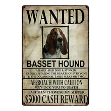 Load image into Gallery viewer, Wanted Afghan Hound Approach With Caution Tin Poster - Series 1-Sign Board-Afghan Hound, Dogs, Home Decor, Sign Board-Basset Hound-One Size-4