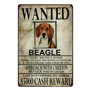 Wanted Afghan Hound Approach With Caution Tin Poster - Series 1-Sign Board-Afghan Hound, Dogs, Home Decor, Sign Board-Beagle-One Size-5
