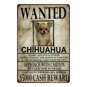 Wanted Afghan Hound Approach With Caution Tin Poster - Series 1-Sign Board-Afghan Hound, Dogs, Home Decor, Sign Board-Chihuahua-One Size-9