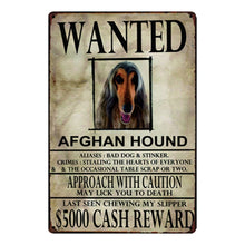 Load image into Gallery viewer, Wanted Afghan Hound Approach With Caution Tin Poster - Series 1-Sign Board-Afghan Hound, Dogs, Home Decor, Sign Board-Afghan Hound-One Size-1