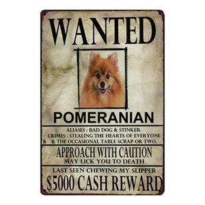 Wanted Siberian Husky Approach With Caution Tin Poster - Series 1-Sign Board-Dogs, Home Decor, Siberian Husky, Sign Board-Pomeranian-One Size-19