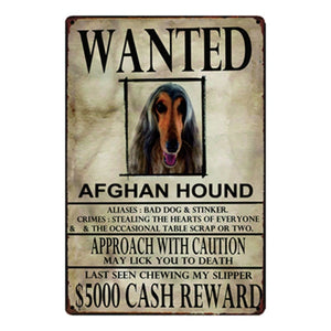Wanted Siberian Husky Approach With Caution Tin Poster - Series 1-Sign Board-Dogs, Home Decor, Siberian Husky, Sign Board-Afghan Hound-One Size-2