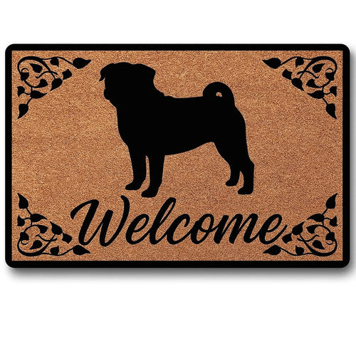 Warm Pug Welcome Door Mat-Home Decor-Doormat,Home Decor,Pug,Pug - Black-1