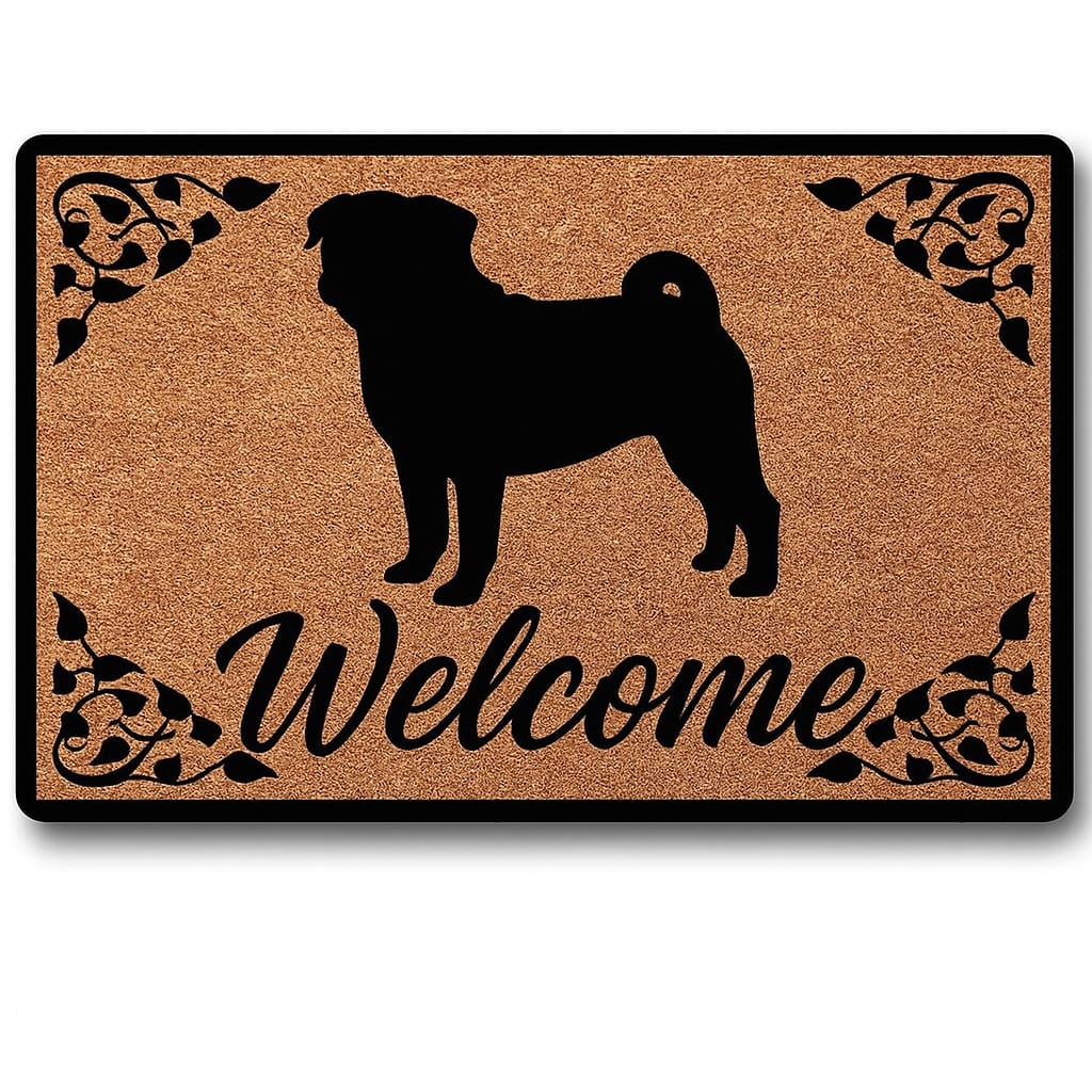 Warm Pug Welcome Door Mat-Home Decor-Doormat,Home Decor,Pug,Pug - Black-1