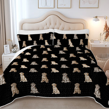 Water Serenade Labrador Puppies Quilted Bedding Set-Bedding-Bedding,Blankets,Christmas,Home Decor-10