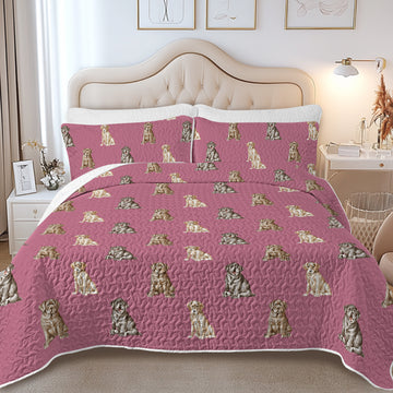 Water Serenade Labrador Puppies Quilted Bedding Set-Bedding-Bedding,Blankets,Christmas,Home Decor-13