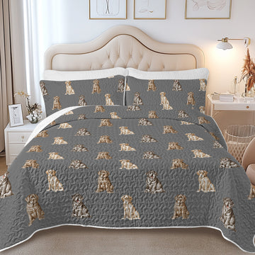 Water Serenade Labrador Puppies Quilted Bedding Set-Bedding-Bedding,Blankets,Christmas,Home Decor-14