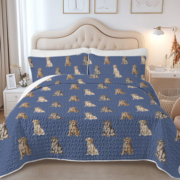 Water Serenade Labrador Puppies Quilted Bedding Set-Bedding-Bedding,Blankets,Christmas,Home Decor-7