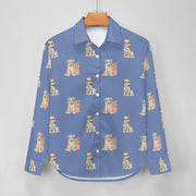 Watercolor Australian Blue Heeler Puppies Christmas Women's Shirt-Apparel--25