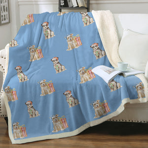 Watercolor Australian Blue Heeler Puppies Christmas Blanket - 8 Colors-Blanket-Bedding, Blankets, Blue Heeler, Home Decor-13