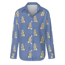 Load image into Gallery viewer, Watercolor Australian Shepherd Puppies Christmas Christmas Women&#39;s Shirt-Apparel-Apparel, Australian Shepherd, Christmas, Dog Mom Gifts, Shirt-S-CornflowerBlue-21