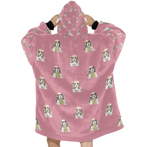 Watercolor Basset Hound Puppies Christmas Blanket Hoodie-Blanket-Apparel, Blanket Hoodie, Blankets, Christmas, Dog Mom Gifts-11