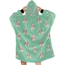 Load image into Gallery viewer, Watercolor Basset Hound Puppies Christmas Blanket Hoodie-Blanket-Apparel, Blanket Hoodie, Blankets, Christmas, Dog Mom Gifts-24