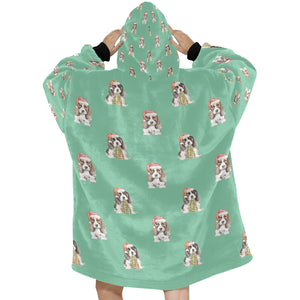 Watercolor Basset Hound Puppies Christmas Blanket Hoodie-Blanket-Apparel, Blanket Hoodie, Blankets, Christmas, Dog Mom Gifts-24