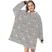 Load image into Gallery viewer, Watercolor Basset Hound Puppies Christmas Blanket Hoodie-Blanket-Apparel, Blanket Hoodie, Blankets, Christmas, Dog Mom Gifts-31