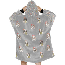 Load image into Gallery viewer, Watercolor Basset Hound Puppies Christmas Blanket Hoodie-Blanket-Apparel, Blanket Hoodie, Blankets, Christmas, Dog Mom Gifts-32