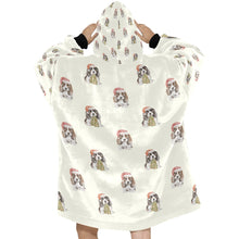 Load image into Gallery viewer, Watercolor Basset Hound Puppies Christmas Blanket Hoodie-Blanket-Apparel, Blanket Hoodie, Blankets, Christmas, Dog Mom Gifts-5