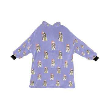 Watercolor Basset Hound Puppies Christmas Blanket Hoodie-Blanket-Apparel, Blanket Hoodie, Blankets, Christmas, Dog Mom Gifts-CornflowerBlue_1-ONE SIZE-26