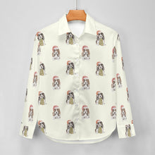 Load image into Gallery viewer, Watercolor Basset Hound Puppies Christmas Christmas Women&#39;s Shirt-Apparel-Apparel, Basset Hound, Christmas, Dog Mom Gifts, Shirt-6