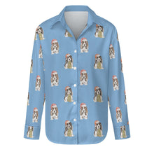 Load image into Gallery viewer, Watercolor Basset Hound Puppies Christmas Christmas Women&#39;s Shirt-Apparel-Apparel, Basset Hound, Christmas, Dog Mom Gifts, Shirt-S-LightSkyBlue-22