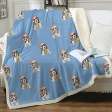 Load image into Gallery viewer, Watercolor Basset Hound Puppies Christmas Fleece Blanket - 8 Colors-Blanket-Basset Hound, Bedding, Blankets, Home Decor-13