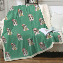 Load image into Gallery viewer, Watercolor Basset Hound Puppies Christmas Fleece Blanket - 8 Colors-Blanket-Basset Hound, Bedding, Blankets, Home Decor-19