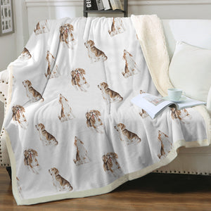 Watercolor Beagle Delight Sherpa Fleece Blanket - 8 Colors-Blanket-Beagle, Bedding, Blankets, Home Decor-Crisp White-Single-20