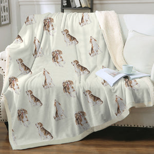 Watercolor Beagle Delight Sherpa Fleece Blanket - 8 Colors-Blanket-Beagle, Bedding, Blankets, Home Decor-Ivory Cream-Single-19