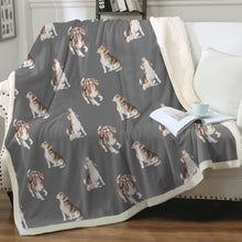 Load image into Gallery viewer, Watercolor Beagle Delight Sherpa Fleece Blanket - 8 Colors-Blanket-Beagle, Bedding, Blankets, Home Decor-Parisian Gray-Single-22