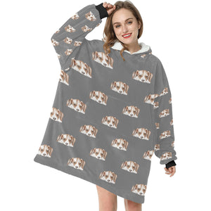 Watercolor Beagle Puppy Love Blanket Hoodie-Blanket-Apparel, Beagle, Blanket Hoodie, Blankets, Dog Mom Gifts-6