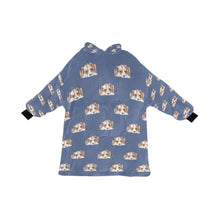 Load image into Gallery viewer, Watercolor Beagle Puppy Love Blanket Hoodie-Blanket-Apparel, Beagle, Blanket Hoodie, Blankets, Dog Mom Gifts-Slate Blue-ONE SIZE-23