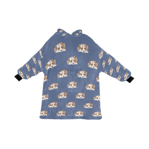 Watercolor Beagle Puppy Love Blanket Hoodie-Blanket-Apparel, Beagle, Blanket Hoodie, Blankets, Dog Mom Gifts-Slate Blue-ONE SIZE-23