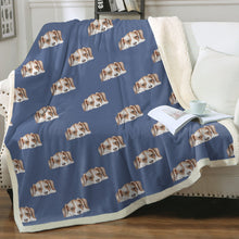 Load image into Gallery viewer, Watercolor Beagle Puppy Love Sherpa Fleece Blanket - 8 Colors-Blanket-Beagle, Bedding, Blankets, Home Decor-Cornflower Blue-Single-17