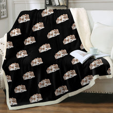 Load image into Gallery viewer, Watercolor Beagle Puppy Love Sherpa Fleece Blanket - 8 Colors-Blanket-Beagle, Bedding, Blankets, Home Decor-Midnight Black-Single-21