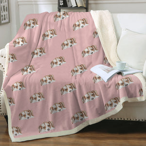 Watercolor Beagle Puppy Love Sherpa Fleece Blanket - 8 Colors-Blanket-Beagle, Bedding, Blankets, Home Decor-Soft Pink-Single-20