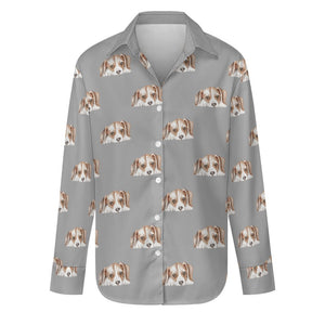 Watercolor Beagle Puppy Love Women's Shirt - 9 Colors-Apparel-Apparel, Beagle, Dog Mom Gifts, Shirt-S-Parisian Gray-35