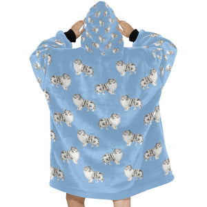 Watercolor Bi Blue Shelties Blanket Hoodie-Blanket-Apparel, Blanket Hoodie, Blankets, Dog Mom Gifts, Rough Collie-19