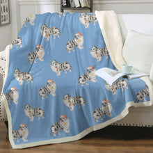 Load image into Gallery viewer, Watercolor Bi Blue Shelties Collies Christmas Blanket - 8 Colors-Blanket-Bedding, Blankets, Christmas, Home Decor, Rough Collie, Shetland Sheepdog-4