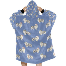 Load image into Gallery viewer, Watercolor Bi Blue Shelties Collies Christmas Blanket Hoodie-Blanket-Apparel, Blanket Hoodie, Blankets, Dog Mom Gifts, Rough Collie, Shetland Sheepdog-27