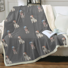 Load image into Gallery viewer, Watercolor Black and Gray Briards Christmas Blanket - 8 Colors-Blanket-Bedding, Blankets, Briard, Home Decor-10