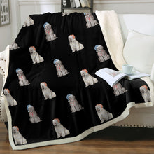 Load image into Gallery viewer, Watercolor Black and Gray Briards Christmas Blanket - 8 Colors-Blanket-Bedding, Blankets, Briard, Home Decor-15