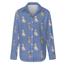 Load image into Gallery viewer, Watercolor Black and Gray Briards Christmas Women's Shirt-Apparel-Apparel, Briard, Christmas, Dog Mom Gifts, Shirt-S-CornflowerBlue-22