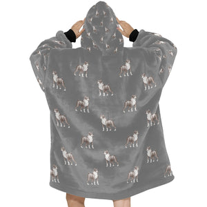 Watercolor Black and White Boxer Dogs Blanket Hoodie-Blanket-Apparel, Blanket Hoodie, Blankets, Boxer, Dog Mom Gifts-24