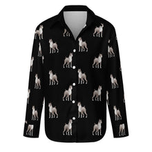 Load image into Gallery viewer, Watercolor Black and White Boxer Dogs Women&#39;s Shirt - 9 Colors-Apparel-Apparel, Boxer, Dog Mom Gifts, Shirt-Midnight Black-S-11