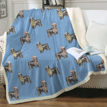 Load image into Gallery viewer, Watercolor Black Cocker Spaniels Christmas Fleece Blanket - 8 Colors-Blanket-Bedding, Blankets, Christmas, Cocker Spaniel, Home Decor-13